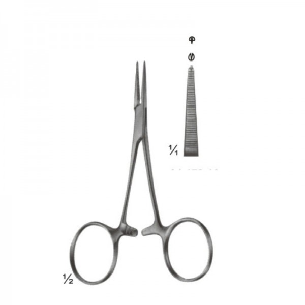 [12896] Halsted-Mosquito Forceps 1/2 Teeth Straight 12.5 CM (GN-4278)