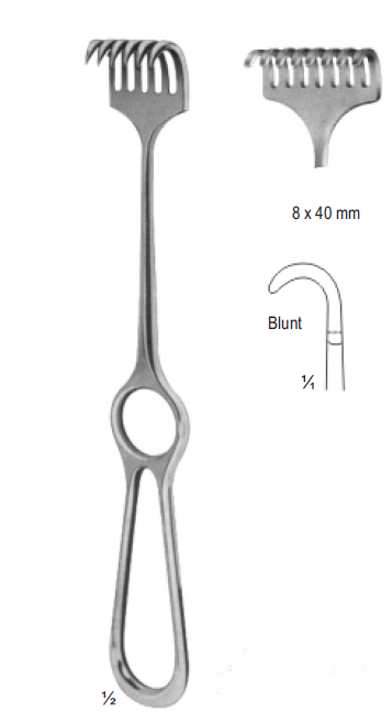[13219] Volkmann Retractor with eight small prongs blunt 40 MM, 22 CM 06-241-22 (GN-4562)